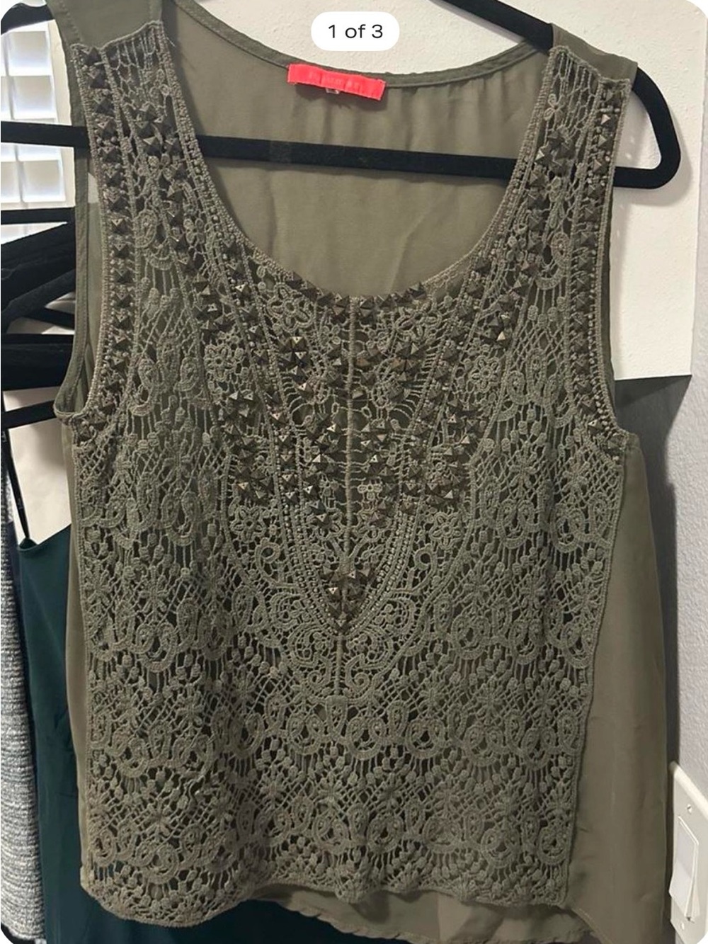 Lulumari Olive Green Cropped Top with Coral Label